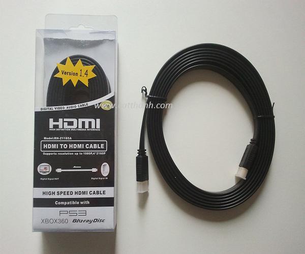 Cáp HDMI 3m cao su mỏng dẹt chuẩn 1.4