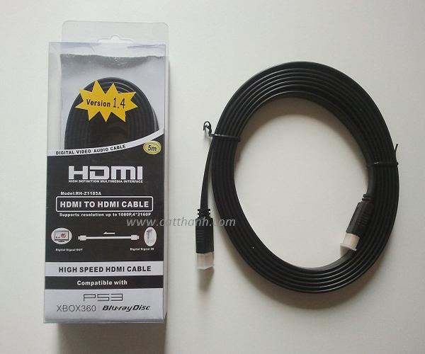 Cáp HDMI 5m cao su mỏng dẹt FULL HD