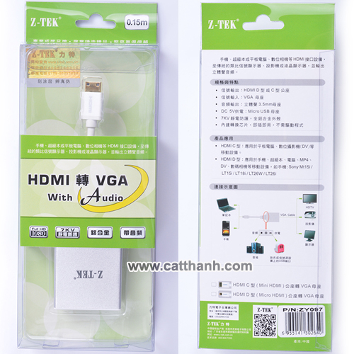 Cáp chuyển MINI HDMI sang VGA Z-TEK ZY097