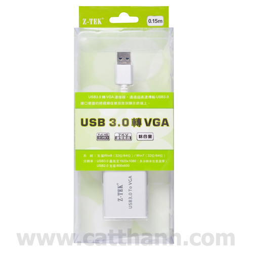 Cáp chuyển đổi USB 3.0 sang VGA Z-TEK ZY-197