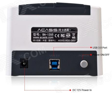 Box HDD Docking Acasis BA-12US: USB 3.0 / Dual Sata3