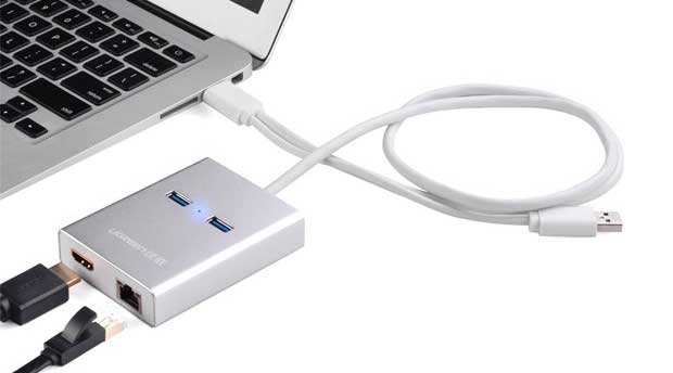 Cáp USB 3.0 to HDMI và HUB USB 3.0 tích hợp Lan Ugreen 40255
