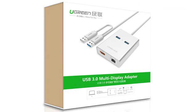 Cáp USB 3.0 to HDMI và HUB USB 3.0 tích hợp Lan Ugreen 40255