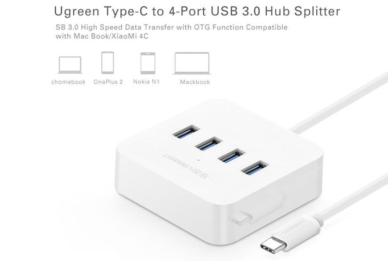 Bộ chia USB Type-C ra 4 cổng USB 3.0 Ugreen UG-30316