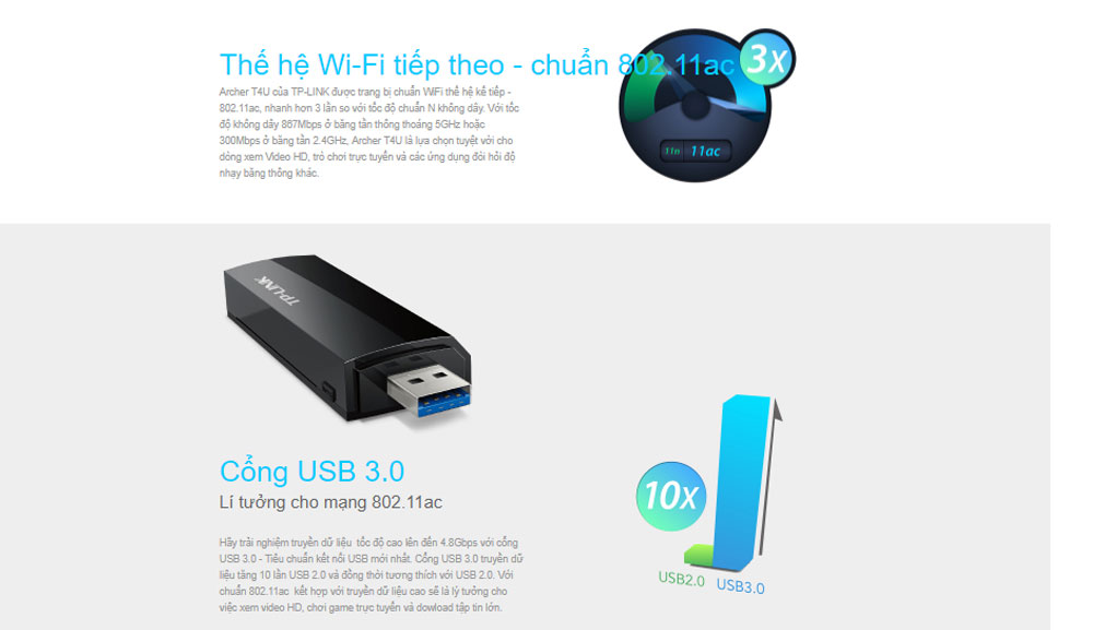 USB thu wifi TP-Link AC1200 - Archer T4U