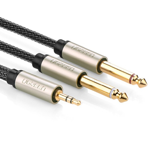 Cáp Audio 3,5mm to 2 đầu 6,5mm dài 5m Ugreen UG-10619