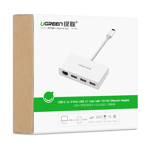 Cáp USB Type-C ra 3 cổng USB 3.1 hỗ trợ Lan 10/100Mbps Ugreen UG-40382