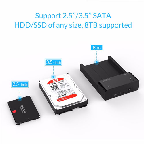 Docking đựng ổ cứng SATA USB 3.0 Orico Type-C 6518C3-BK