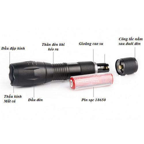 đèn pin Ultrafire A100 - Đèn pin siêu sáng